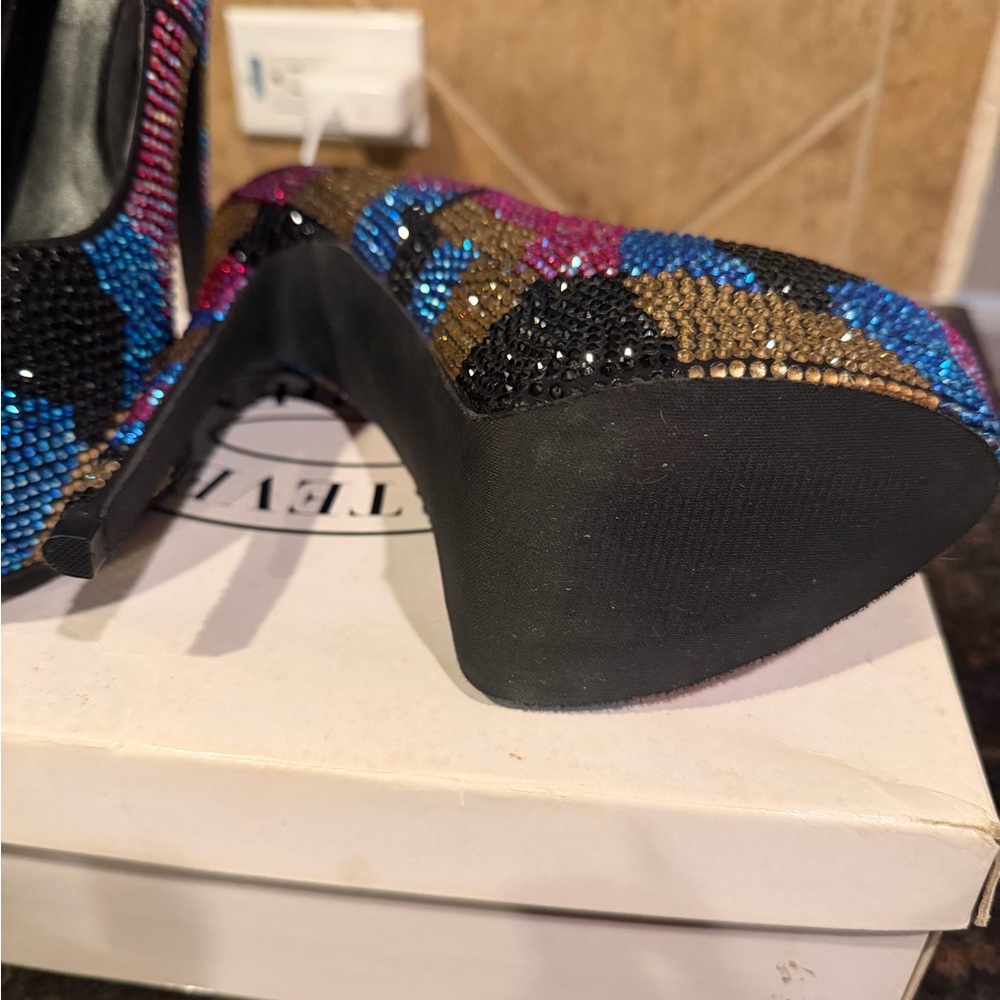 Steve Madden Black and Multicolor Rhinestone Heels - Picture 5 of 5